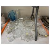 Misc. Clear Glass & Blue Pitcher