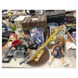 Vintage Doll, Basket, etc.