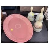 3 Fenton Bells & Pink Fiesta Platter