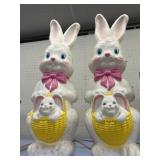 2 Blow Mold Easter Bunnies