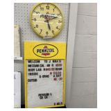 Pennzoil Work Sign & Clock