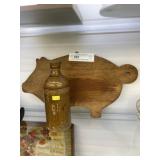 Wooden Cutting Board & Stoneware Ink Bottle