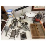 Lot of Kitchenware, Agate, Milk Bottle, etc.