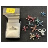 Costume Jewelry Ring w/ Jacks