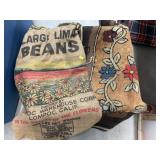 Hooked Rug & Burlap Bag