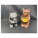 Cast Iron Bear Formed Bank & Nutcracker