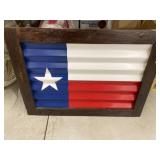 Metal Texas State Flag Framed in Wood