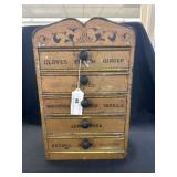 5-Drawer Paint Decorated Tin Spice Cabinet