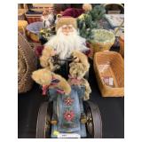 Wooden Christmas Car w/ Santa & Toys