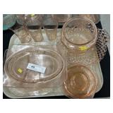 Tray of Pink Depression Ware