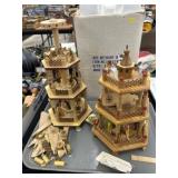 2 Vintage Wooden Pyrimad HOliday Toys