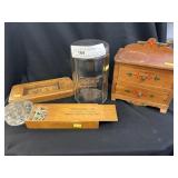 Wooden Spice Cabinet, Glass Coffee Jar, Etc