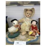 Antique Dolls Concrete Duck and Rug