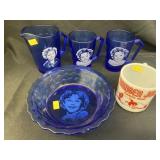 (3) Shirley Temple Mugs, Candy Dish, Etc