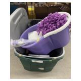 2 Tubs w/ Lids & Mop Bucket