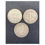 (3) Silver Half Dollar