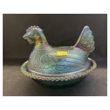 Carnival Glass Hen On Nest