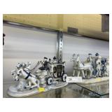 2 Porcelain Horse-Drawn Carriage
