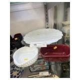 Milk Glass Cake Plate, Candy Dish, Etc