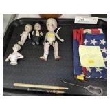 Vintage 48 Star Flag & Porcelain Dolls