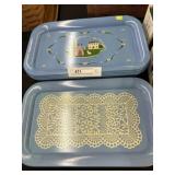 Group of Vintage Tin Trays, Lace & Women