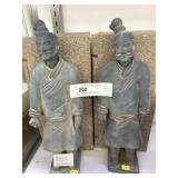 2 Terracotta Standing Officers w/ Boxes