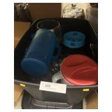 Tray of Glass & Plastic Pitchers, etc.