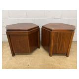 Pair Hexagonal Walnut End Tables