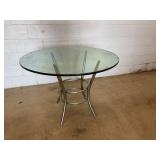 Glass Top Table with Metal Base