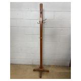 Wooden Coat Rack with Metal Hooks