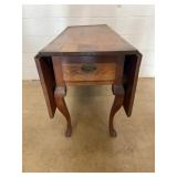 Wood Drop-Leaf Table with Drawer
