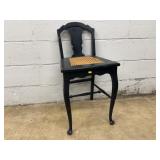 Black Wooden Side Chair with Cane Seat