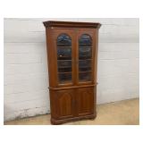 Wood Corner Curio Cabinet With Glass Doors