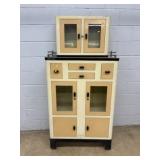 Two-Tone Metal and Glass Kitchen Cabinet