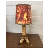 Deer Foot Table Lamp w/ Wildlife Shade