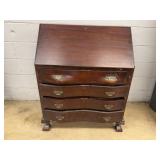 Mahogany Serpentine Front Secretary Desk