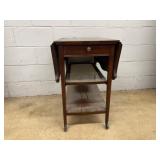 Drop-Leaf Rolling Side Table