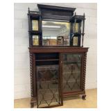 Wooden Display Cabinet With Mirror Top
