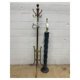 Brass Coat Rack and Floor Lamp