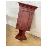 Hanging Red Painted Wall Cabinet with Shelf