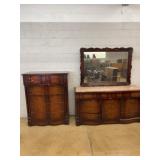 2-Piece Wood Bedroom Set With Marble Top