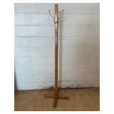 Wooden Coat Rack with Brass Hooks