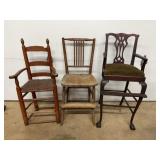 Three Wooden Baby High Chairs