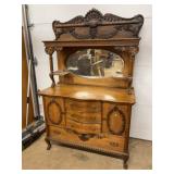 Carved Oak Sideboard with Mirror