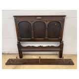 Carved Wood Headboard With Rails