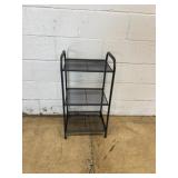 Three-Tier Black Metal Mesh Shelf Unit