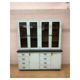 Metal Cabinet With Glass Doors and Drawers