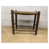 Wooden Stool with Woven Wicker Seat