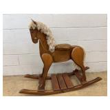 Wooden Rocking Horse with Faux Mane and Tail