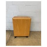 Wood Veneer Rolling Cart Cabinet